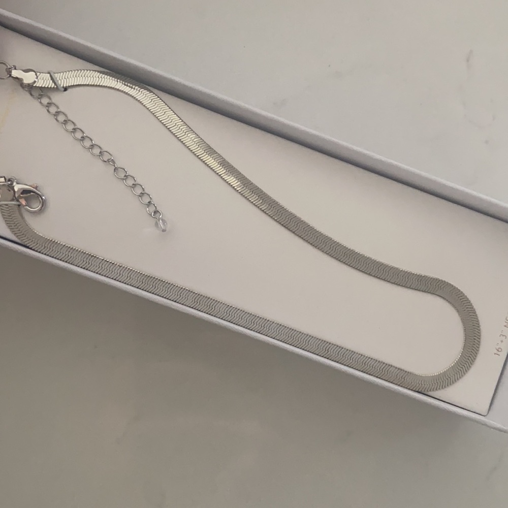 House of Harlow 1960 16” + 3” silver tone chain necklace modern jewelry minimal - Picture 9 of 10